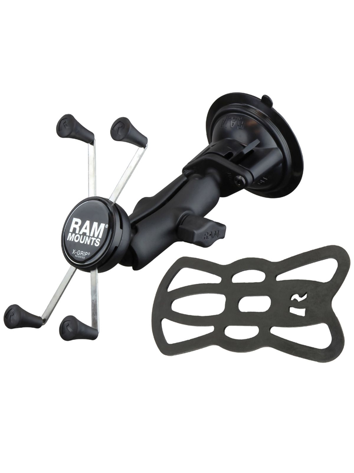 RAM Mounts X-Grip Saugfuss-Halterung für Smartphones bis 114,3 mm Breite - B-Kugel (1 Zoll), mittlerer Verbindungsarm