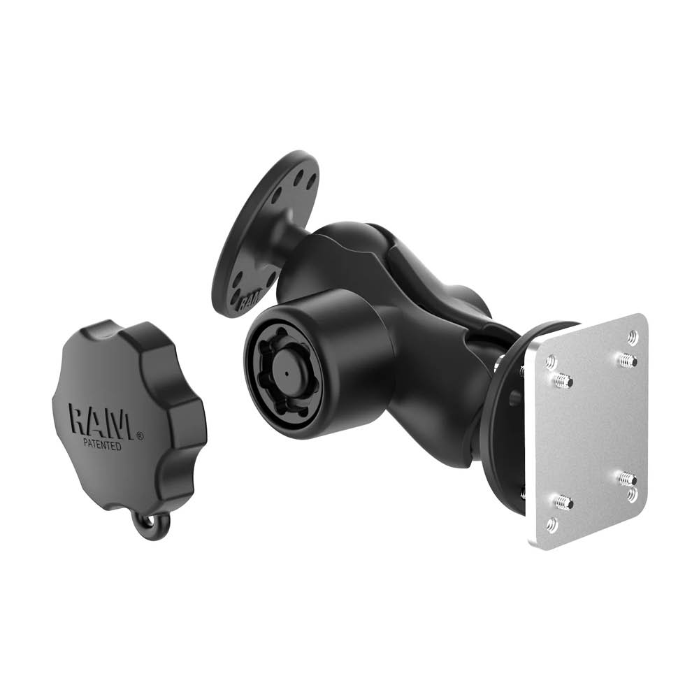 RAM Mounts Set mit Gegenplatte und Schloss - C-Kugel (1,5 Zoll), kurzer Verbindungsarm, 4-Loch AMPS
