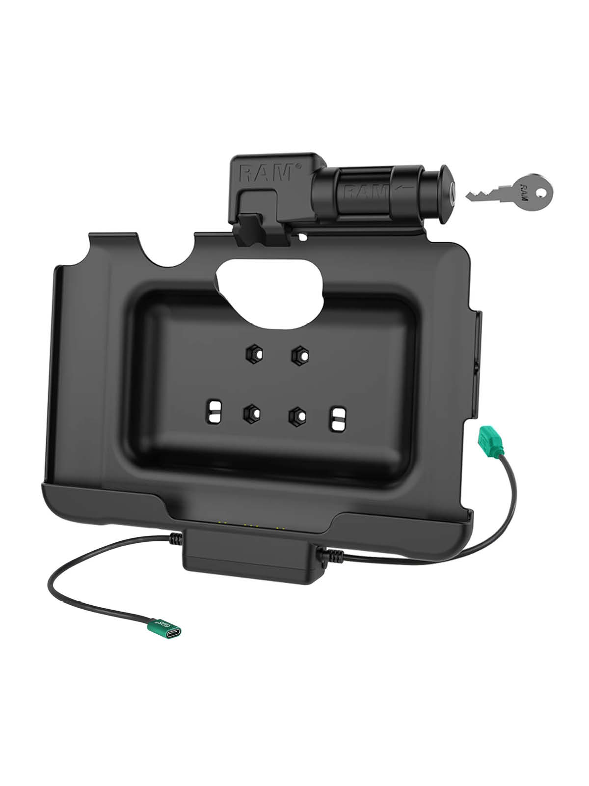 RAM Mounts Form-Fit Halteschale (Schlüsselverriegelung) für Samsung Tab Active4 Pro & Active5 Pro - in OEM/RAM Schutzhülle - USB-C & USB-A-Anschluss