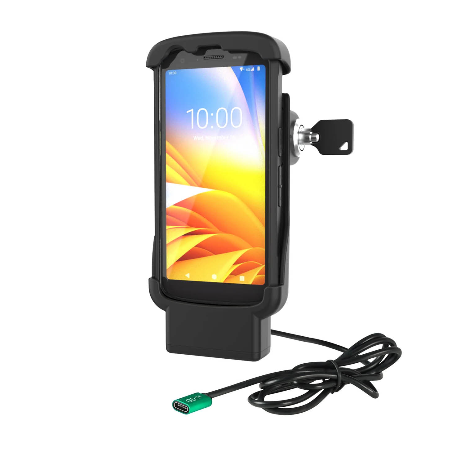 RAM Mounts Form-Fit Halteschale (Schlüsselverriegelung) für Zebra TC22 & TC27 mit Scannerzugang - In Rugged Boot - USB-C-Anschluss - 2-Loch AMPS