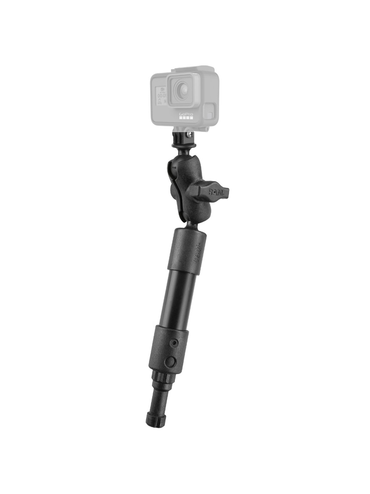 RAM Mounts Verlängerungsarm für GoPro-Kameras mit Spline Post Adapter - Kunststoffrohr, (ca. 100 mm), Endstück mit Kugel, kurzer Verbindungsarm, GoPro-Adapter, B-Kugel (1 Zoll)