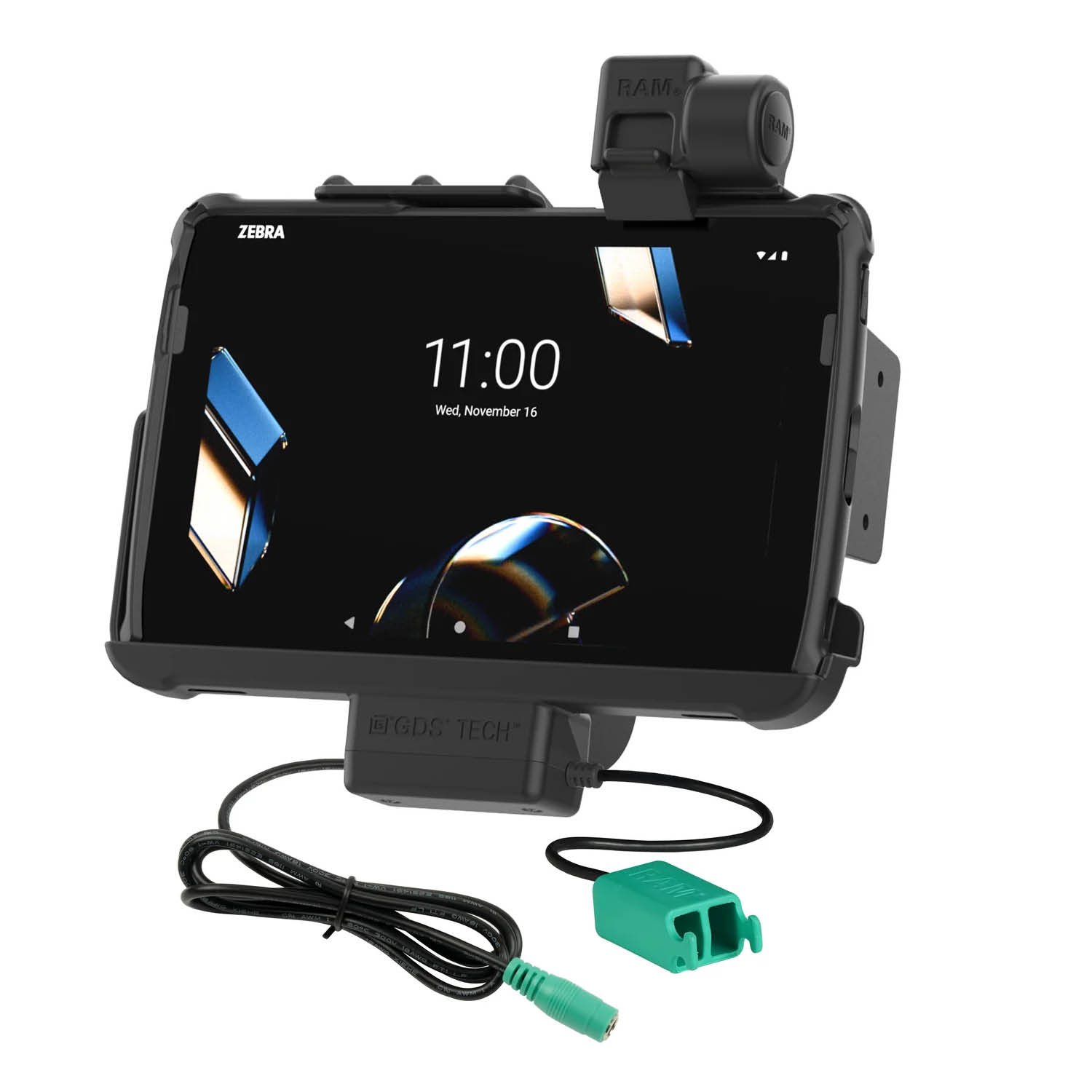 RAM Mounts Form-Fit Holder (Latch) for Zebra ET401, ET40 & ET45 (10“) Tablets - In RAM Skin/Rugged Boot - 5.5mm DC & Dual USB-A Connector